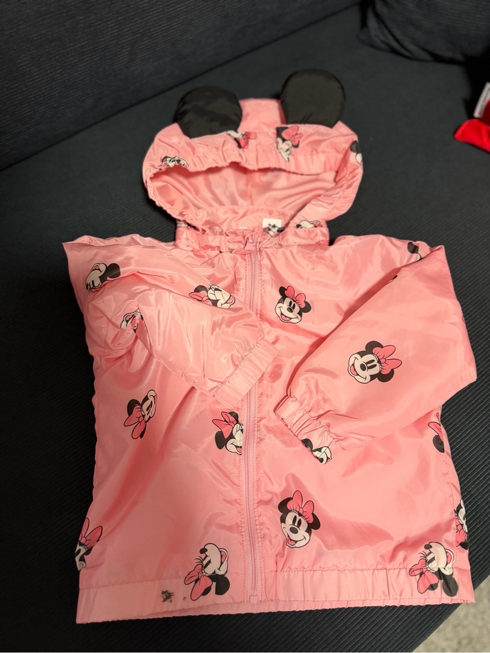 Minnie Mouse Disney Pink Hooded Rain Jacket with Ears 2T